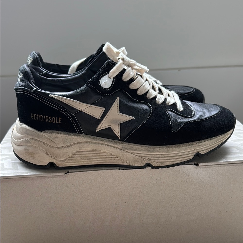 Golden Goose Running Sole Black and White Chunky Sneakers